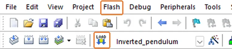 Flash 菜单和 LOAD 图标用橙框标出